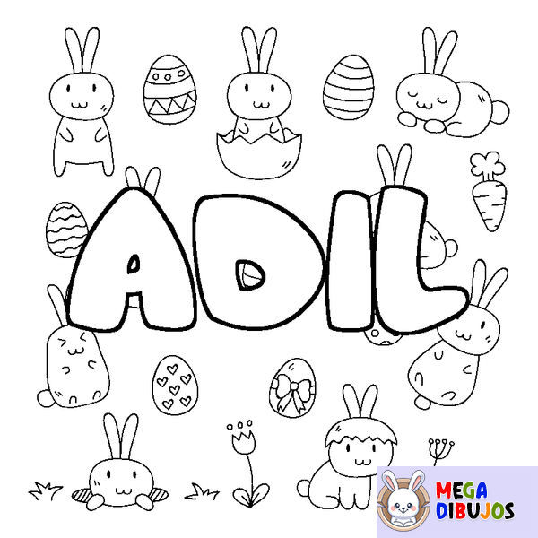 Coloraci&oacute;n del nombre ADIL - decorado Pascua