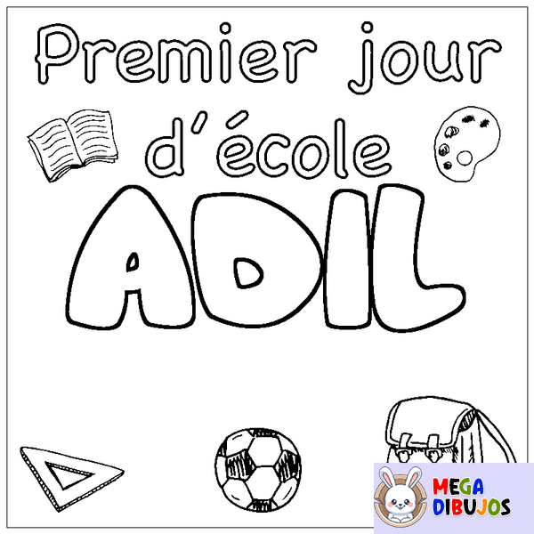 Coloraci&oacute;n del nombre ADIL - decorado primer d&iacute;a de escuela