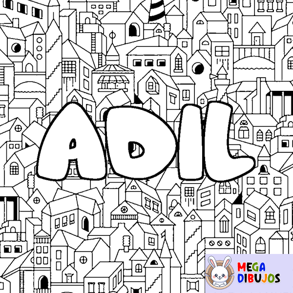 Coloraci&oacute;n del nombre ADIL - decorado ciudad