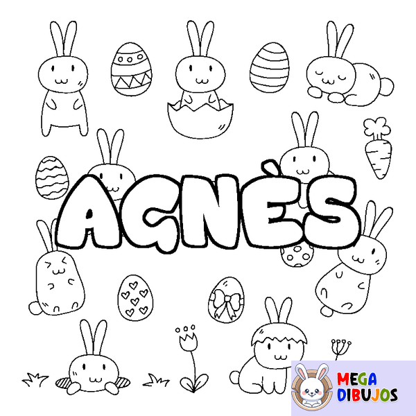Coloraci&oacute;n del nombre AGN&Egrave;S - decorado Pascua