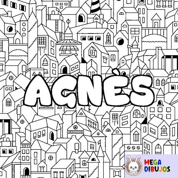 Coloraci&oacute;n del nombre AGN&Egrave;S - decorado ciudad