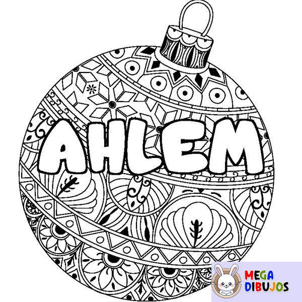 Coloraci&oacute;n del nombre AHLEM - decorado bola de Navidad