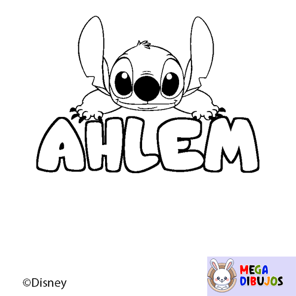 Coloraci&oacute;n del nombre AHLEM - decorado Stitch