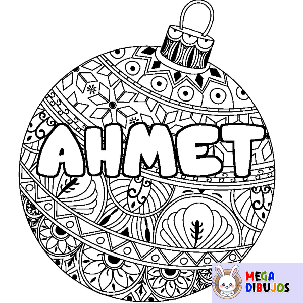 Coloraci&oacute;n del nombre AHMET - decorado bola de Navidad
