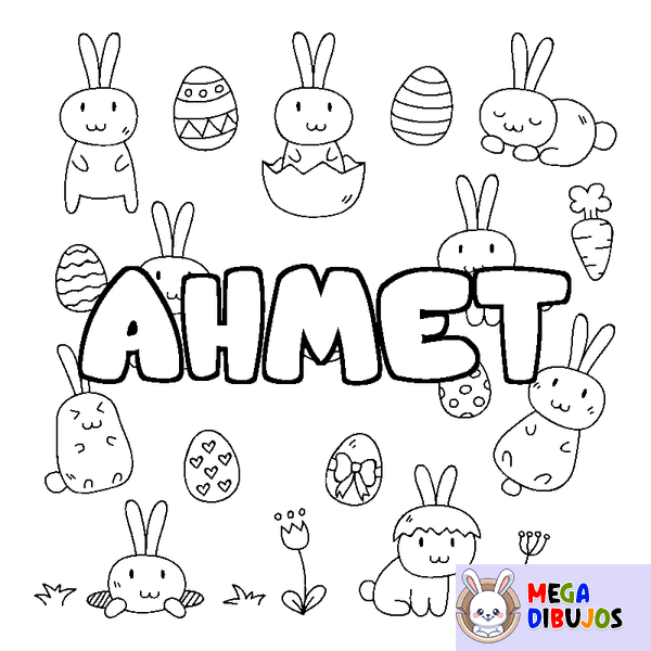 Coloraci&oacute;n del nombre AHMET - decorado Pascua