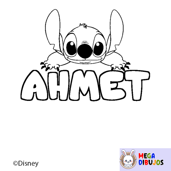 Coloraci&oacute;n del nombre AHMET - decorado Stitch