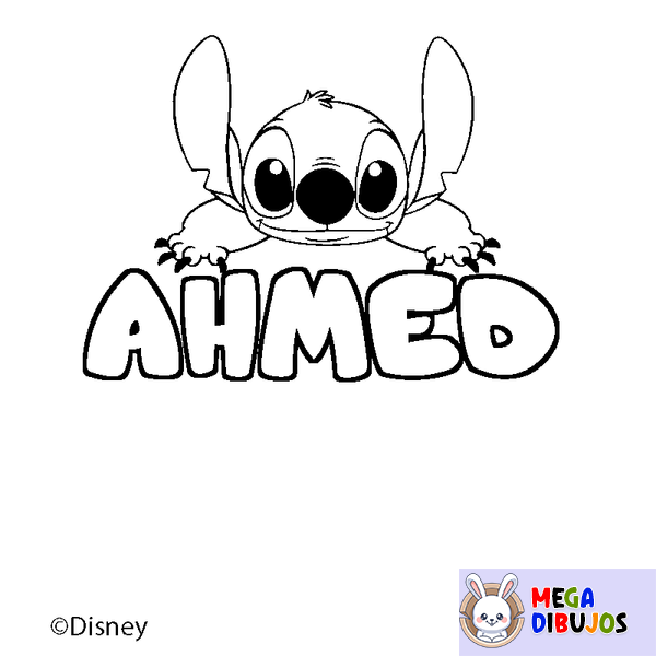 Coloraci&oacute;n del nombre AHMED - decorado Stitch