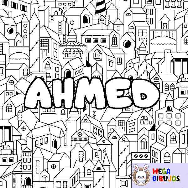 Coloraci&oacute;n del nombre AHMED - decorado ciudad