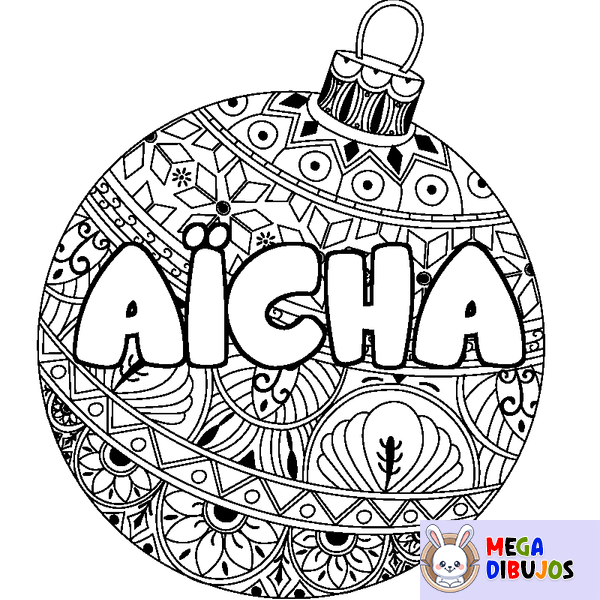 Coloraci&oacute;n del nombre A&Iuml;CHA - decorado bola de Navidad