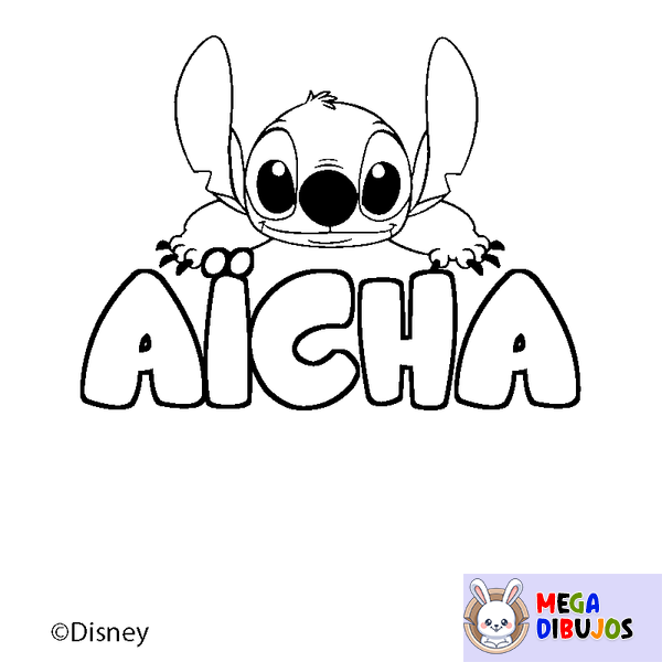 Coloraci&oacute;n del nombre A&Iuml;CHA - decorado Stitch