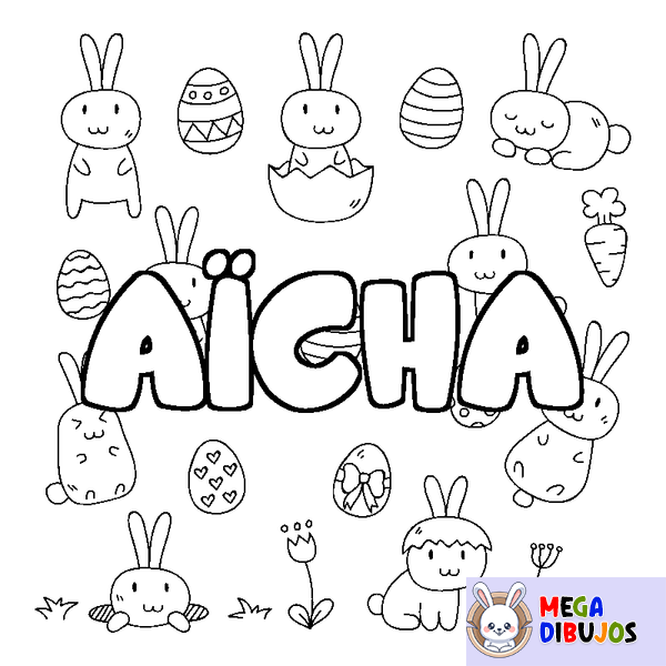 Coloraci&oacute;n del nombre A&Iuml;CHA - decorado Pascua