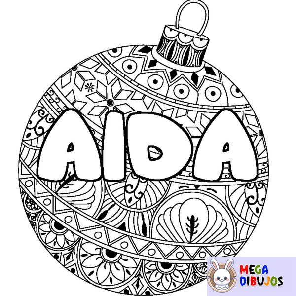 Coloraci&oacute;n del nombre AIDA - decorado bola de Navidad