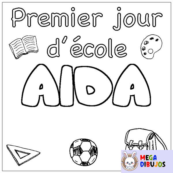Coloraci&oacute;n del nombre AIDA - decorado primer d&iacute;a de escuela