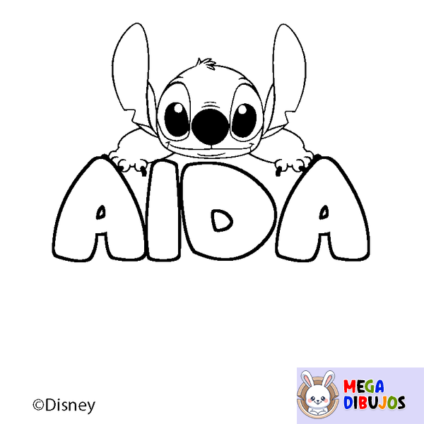 Coloraci&oacute;n del nombre AIDA - decorado Stitch