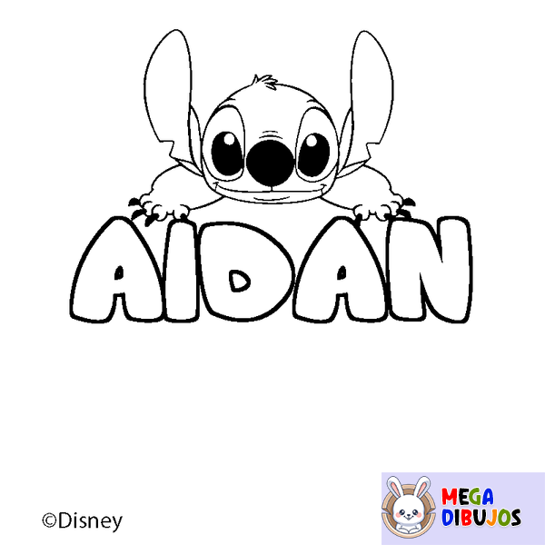 Coloraci&oacute;n del nombre AIDAN - decorado Stitch