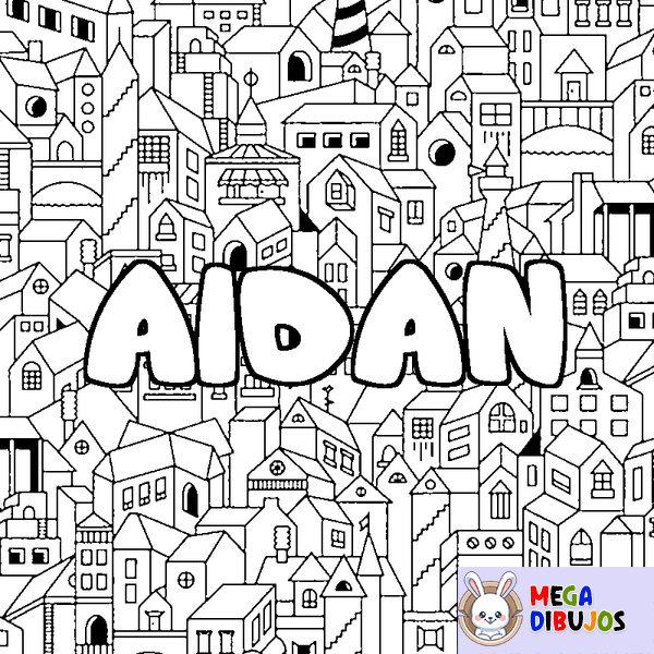 Coloraci&oacute;n del nombre AIDAN - decorado ciudad