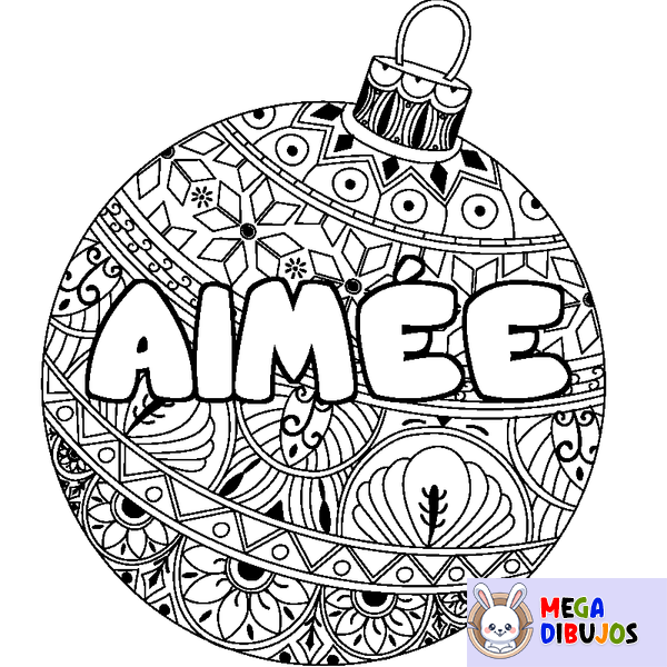 Coloraci&oacute;n del nombre AIM&Eacute;E - decorado bola de Navidad