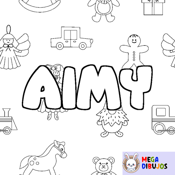 Coloraci&oacute;n del nombre AIMY - decorado juguetes