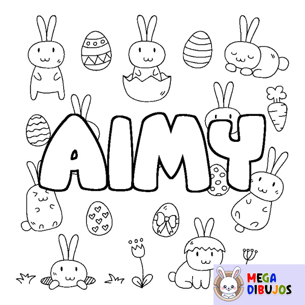 Coloraci&oacute;n del nombre AIMY - decorado Pascua