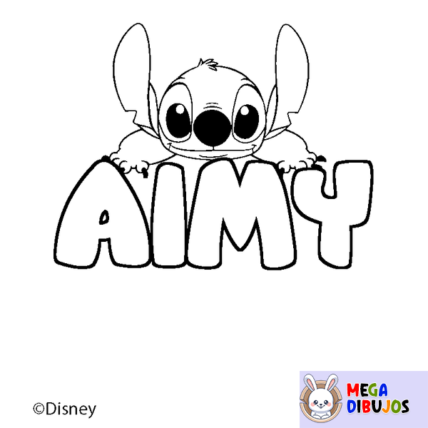 Coloraci&oacute;n del nombre AIMY - decorado Stitch