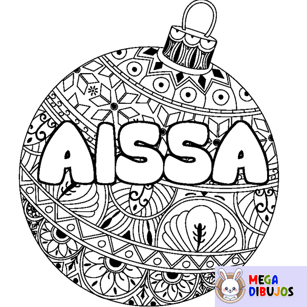 Coloraci&oacute;n del nombre AISSA - decorado bola de Navidad
