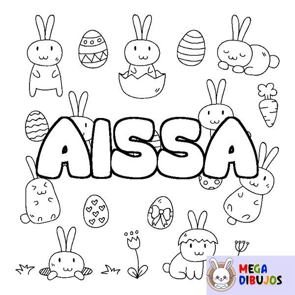 Coloraci&oacute;n del nombre AISSA - decorado Pascua