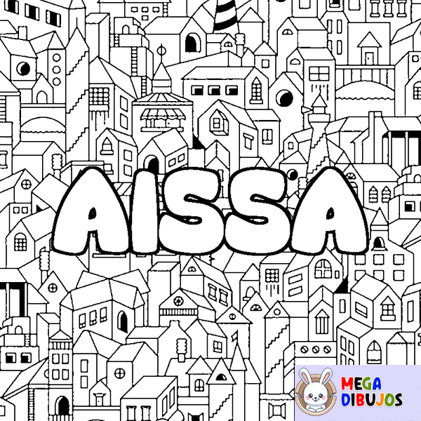 Coloraci&oacute;n del nombre AISSA - decorado ciudad