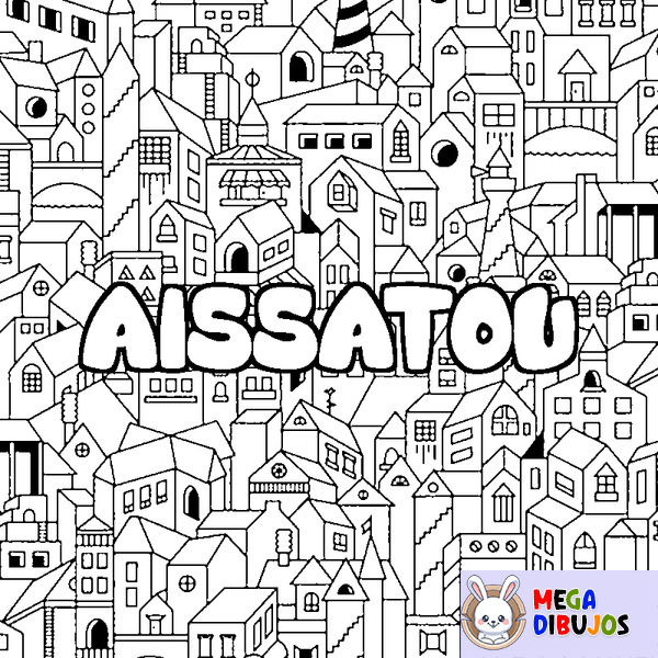 Coloraci&oacute;n del nombre AISSATOU - decorado ciudad