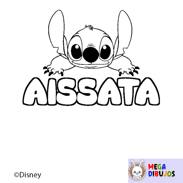 Coloraci&oacute;n del nombre AISSATA - decorado Stitch
