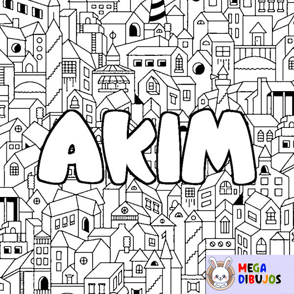 Coloraci&oacute;n del nombre AKIM - decorado ciudad