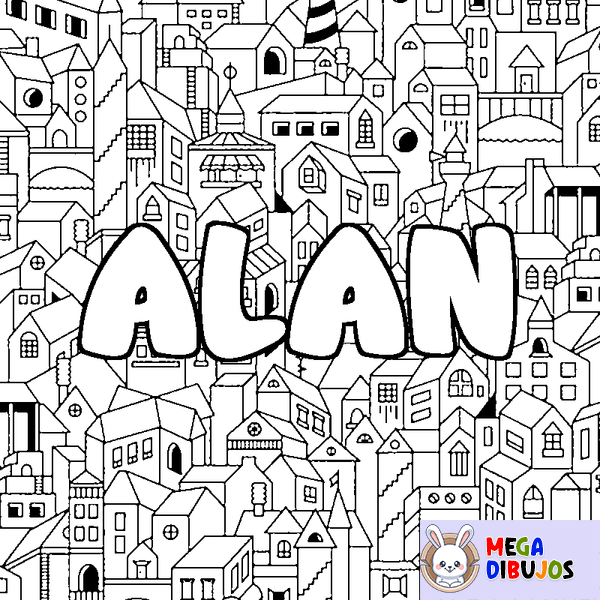Coloraci&oacute;n del nombre ALAN - decorado ciudad