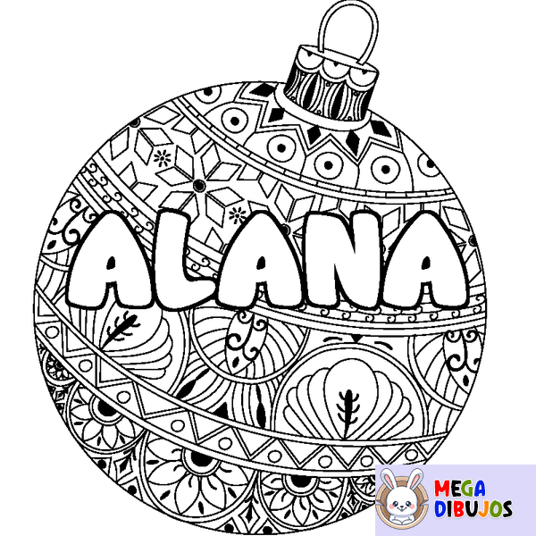 Coloraci&oacute;n del nombre ALANA - decorado bola de Navidad