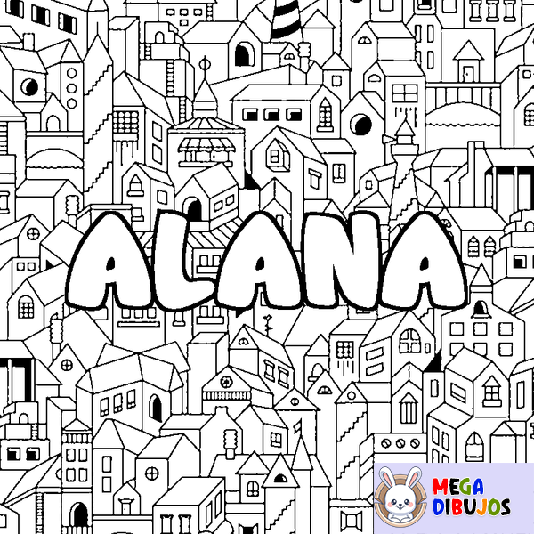 Coloraci&oacute;n del nombre ALANA - decorado ciudad