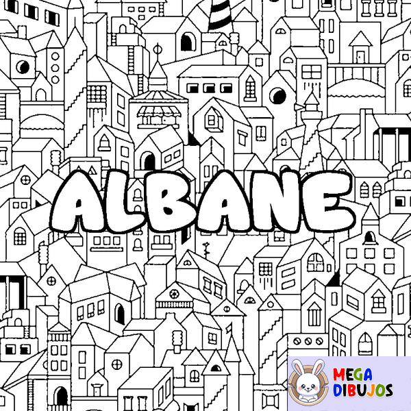 Coloraci&oacute;n del nombre ALBANE - decorado ciudad
