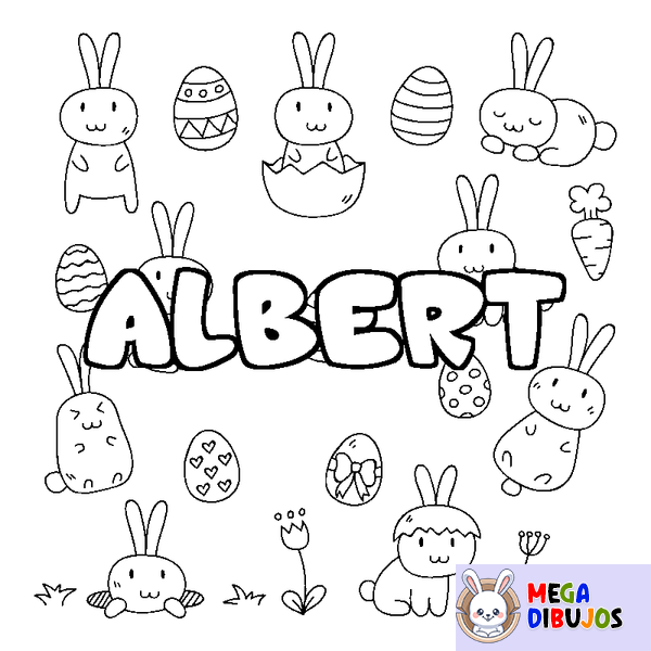 Coloraci&oacute;n del nombre ALBERT - decorado Pascua