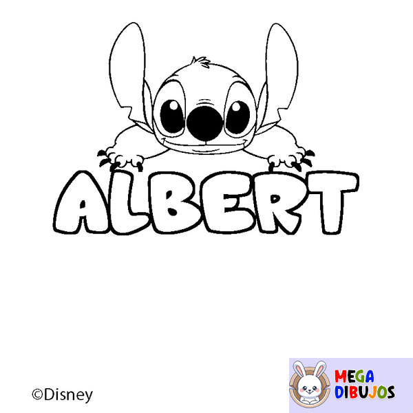 Coloraci&oacute;n del nombre ALBERT - decorado Stitch