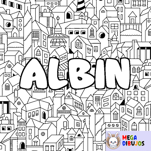 Coloraci&oacute;n del nombre ALBIN - decorado ciudad