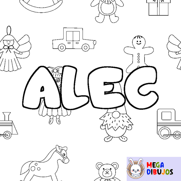 Coloraci&oacute;n del nombre ALEC - decorado juguetes