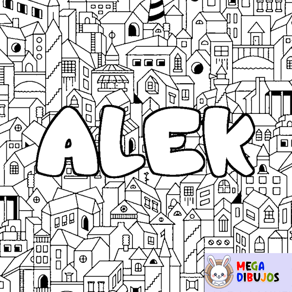Coloraci&oacute;n del nombre ALEK - decorado ciudad