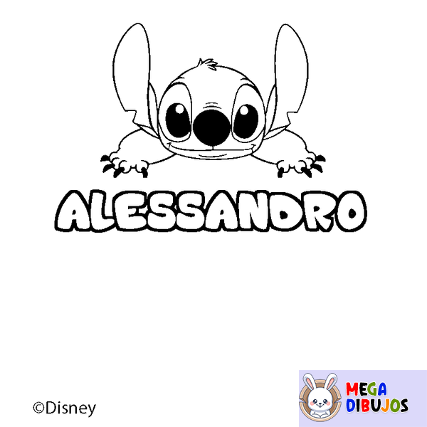 Coloraci&oacute;n del nombre ALESSANDRO - decorado Stitch