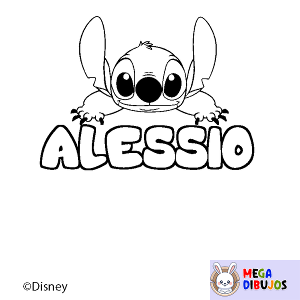Coloraci&oacute;n del nombre ALESSIO - decorado Stitch