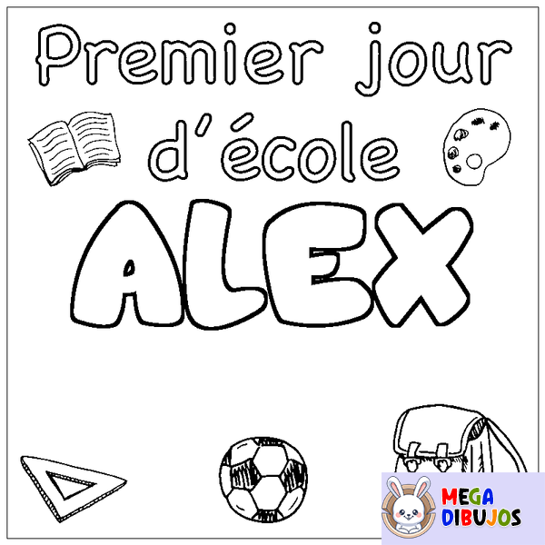 Coloraci&oacute;n del nombre ALEX - decorado primer d&iacute;a de escuela