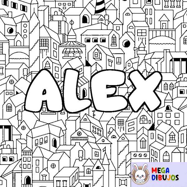 Coloraci&oacute;n del nombre ALEX - decorado ciudad