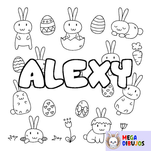 Coloraci&oacute;n del nombre ALEXY - decorado Pascua