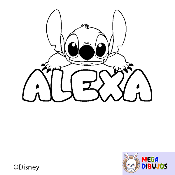 Coloraci&oacute;n del nombre ALEXA - decorado Stitch