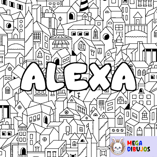 Coloraci&oacute;n del nombre ALEXA - decorado ciudad