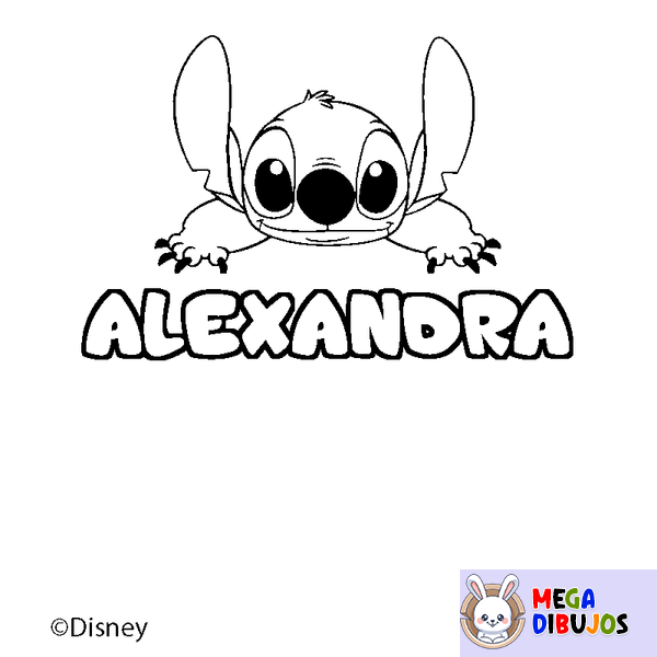 Coloraci&oacute;n del nombre ALEXANDRA - decorado Stitch