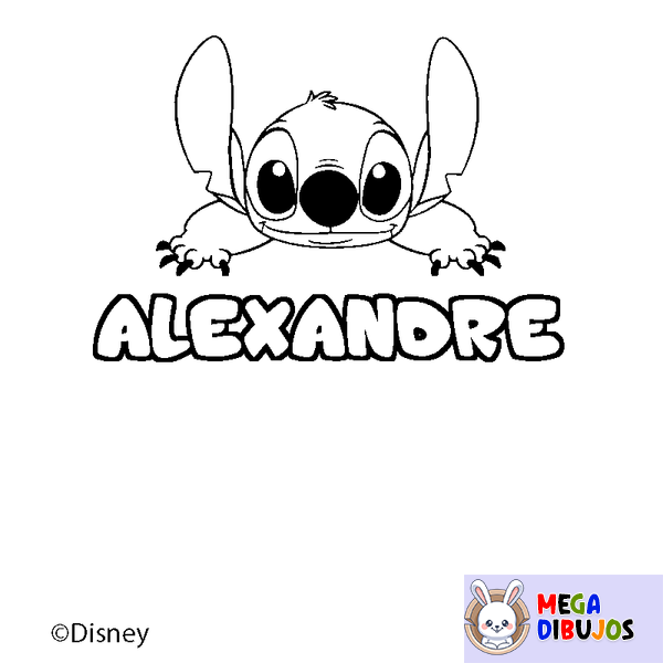 Coloraci&oacute;n del nombre ALEXANDRE - decorado Stitch