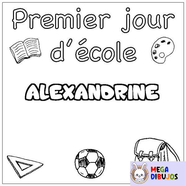 Coloraci&oacute;n del nombre ALEXANDRINE - decorado primer d&iacute;a de escuela