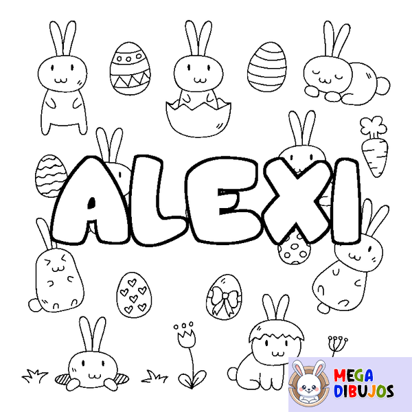 Coloraci&oacute;n del nombre ALEXI - decorado Pascua